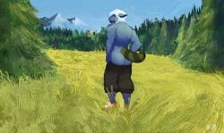 allstarfall, anthro, beard, big_arms, big_butt