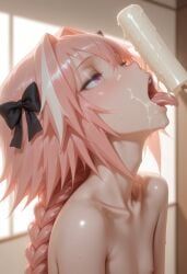 astolfo_(fate), 1boy, completely_nude, femboy, hair_bow