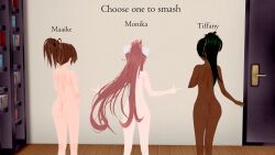 monika_(doki_doki_literature_club), original_characters, tiffany_(doki_doki_literature_club), doki_doki_literature_club, 3girls