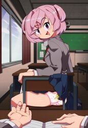 funshine_bear, mc_(doki_doki_literature_club!), natsuki_(doki_doki_literature_club), protagonist_(doki_doki_literature_club), care_bears