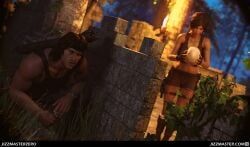 john_rambo, lara_croft, lara_croft_(survivor), rambo, tomb_raider