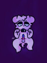 anthro, aroused, balls, blush, canid