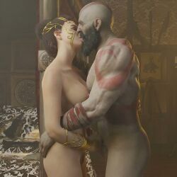 athena_(god_of_war), kratos, god_of_war, god_of_war_ragnarok, continue_after_cum