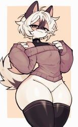 chantiyi, furry, smug, solo, thighhighs