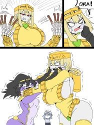 silver_chariot, star_platinum, the_world, jojo's_bizarre_adventure, stardust_crusaders