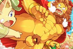 aokumaneko1, abs, anthro, balls, blush