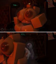 robloxian, roblox, norarr34, 1girls, areolae