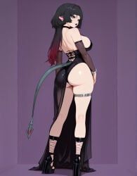 jane_doe_(zenless_zone_zero), zenless_zone_zero, 1girl, ass, bare_shoulders