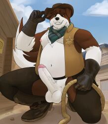 bitnarukami, anthro, bandana, bara, belly