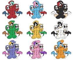 shy_gal, shy_gal_black, shy_gal_blue, shy_gal_green, shy_gal_orange