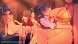 sana_(anna_anon), anna_anon, musi_cassie, 2boys, 3girls