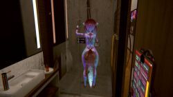 unity_(engine), arm_raised, blue_highlights, gloves, indoors