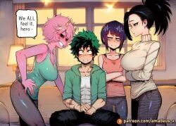 ashido_mina, earphone_jack, jiro_kyoka, midoriya_izuku, yaoyorozu_momo