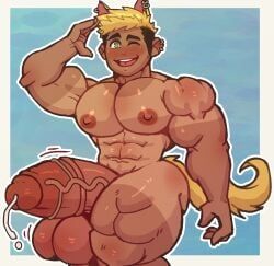 golden_ryder, xxl_woofia, pteroscreams, 1boy, abs