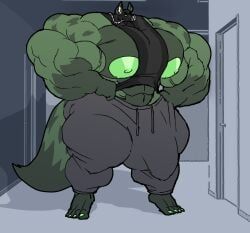 parttimeyeen_(artist), abs, biceps, giant_penis, grey_sweatpants