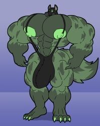 parttimeyeen_(artist), abs, biceps, black_clothing, black_mankini