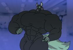 parttimeyeen_(artist), abs, biceps, big_muscles, black_bodysuit