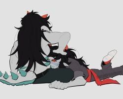 terezi_pyrope, vriska_serket, homestuck, black_hair, blush