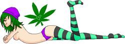 420chan, breasts, female, green_hair, human