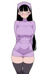 trixie_tang, big_ass, big_breasts, black_hair, black_thighhighs
