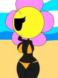 flower_(bfdi), bfdi, big_breasts, gold_bikini, seductive_look