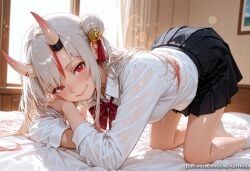 nakiri_ayame, hololive, kermixx, 1girl, all_fours