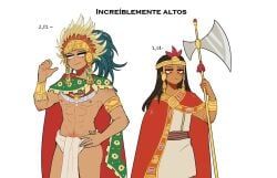 atahualpa, 1boy, 1girls, axe, aztec
