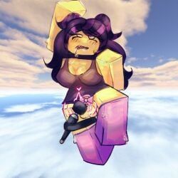 roblox_avatar, roblox, big_breasts, chastity_cage, magenta_thighhighs