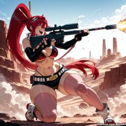 yoko_littner, tengen_toppa_gurren_lagann, miyuai, 1girl, :d
