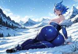 frostblade_irelia, league_of_legends, miyuai, 1girl, arm_support