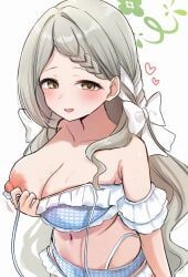 miyo_(blue_archive), blue_archive, arm_at_side, bikini, blush