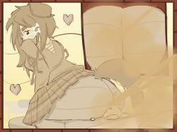 ambiguous_gender, anthro, arm_bow, big_butt, bottomwear