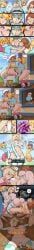 cyan_yoshi, princess_daisy, princess_daisy_(vacation), princess_peach, princess_peach_(sightseeing)