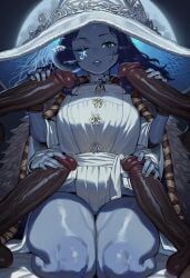 ranni_the_witch, elden_ring, croppai, 4boys1girl, big_hat