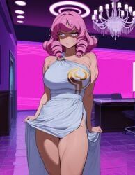 nyx_x, 1girl, bare_shoulders, breasts, chair