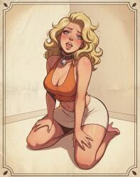 1girls, aroused, aroused_face, aroused_female, bell_collar