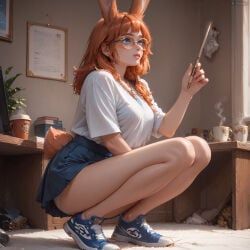 aurora_(league_of_legends), 1girl, animal_ear_fluff, animal_ears, bare_legs