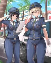 original, tsunakama, 2girls, background, big_breasts