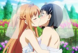 kirigaya_suguha, yuuki_asuna, sword_art_online, 2girls, black_hair
