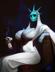 archmother_(deadlock), deadlock, psyk323, blue_skin, bottle