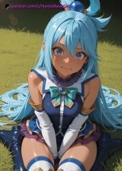 aqua, 1girls, breasts, skirt, solo