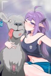 mokimioki, animal_genitalia, animal_penis, blush, female