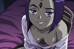 raven_(dc), teen_titans, 1girl, breasts, collarbone