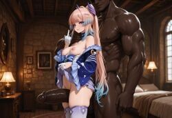 sangonomiya_kokomi, genshin_impact, vantawaifu, 1boy, 1girl