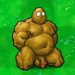 tall-nut_(pvz), plants_vs_zombies, waneczka228, 1boy, arms_behind_back