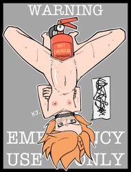 capys-chan_(kuro_jelly), kuro_jelly, belly_bulge, bite_gag, fire_extinguisher
