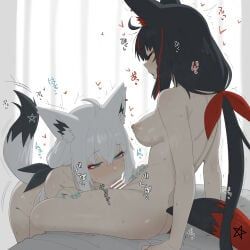 kurokami_fubuki, shirakami_fubuki, hololive, shiroi_yoru, 2girls