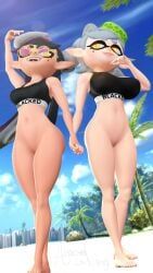callie_(splatoon), marie_(splatoon), squid_sisters, blacked, nintendo