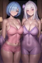 emilia_(re:zero), rem_(re:zero), patreon, re:zero_kara_hajimeru_isekai_seikatsu, aiwaifuhub