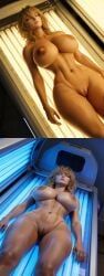 original_character, asleep, big_breasts, blonde_hair, blue_light